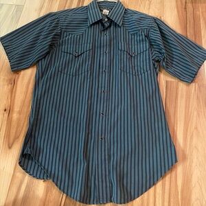 Flying R Ranchwear by Ruddock Men's Short-Sleeve Striped Button-Up Shirt -15 1/2